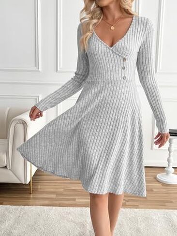 Women's Long Sleeve Button Shirt Dress Casual Tie Waist Midi Dresses in Saudi Arabia