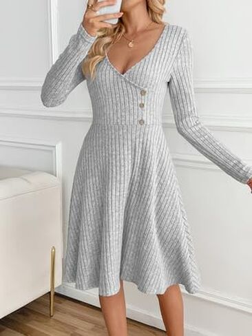 Women's Long Sleeve Button Shirt Dress Casual Tie Waist Midi Dresses in Saudi Arabia