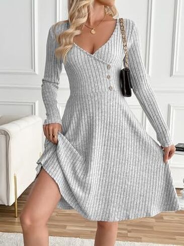 Women's Long Sleeve Button Shirt Dress Casual Tie Waist Midi Dresses in Saudi Arabia