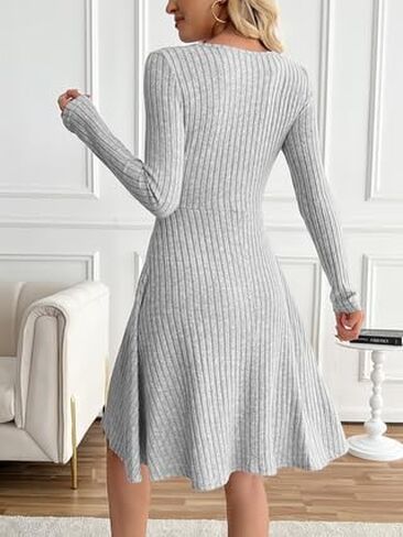 Women's Long Sleeve Button Shirt Dress Casual Tie Waist Midi Dresses in Saudi Arabia