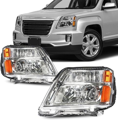 PHILTOP Headlights Assembly Compatible with 2016 2017 GMC Terrain,Chrome Housing Clear Lens Amber Reflector Halogen Headlamps （Right & Passenger Side in Saudi Arabia