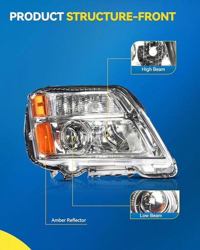 PHILTOP Headlights Assembly Compatible with 2016 2017 GMC Terrain,Chrome Housing Clear Lens Amber Reflector Halogen Headlamps （Right & Passenger Side in Saudi Arabia