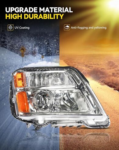 PHILTOP Headlights Assembly Compatible with 2016 2017 GMC Terrain,Chrome Housing Clear Lens Amber Reflector Halogen Headlamps （Right & Passenger Side in Saudi Arabia