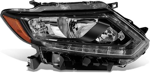 Auto Dynasty Headlight Assembly Compatible with 2014 2015 2016 Nissan Rogue, Passenger Right Side Halogen Headlamp Replacement, NI2503226, Black Housing Amber Corner in Saudi Arabia