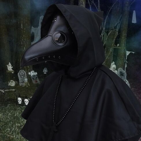 مجموعة زي طبيب الطاعون 8 في 1 من YoleShy، عباءة مخيفة لأزياء الهالوين، دعائم حفلات راهب العصور الوسطى، كاهن عصر النهضة (XL)، مقاس X-Large، أسود in Kuwait