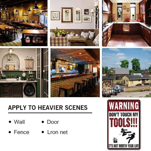 WARNING DONT TOUCH MY TOOLS ITS NOT WORTH YOUR LIFE Rustic Aluminum Wall Art & Metal Tin Sign - 8x12in Vintage Indoor Outdoor Decor for Home, Office, Cafe, Yard & Garden，Farm in Saudi Arabia