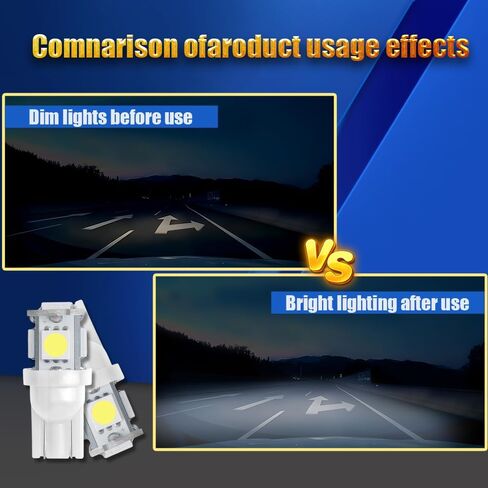 قطعتان من لمبة LED 194، مصابيح إضاءة لوحة الترخيص، 168 2825 W5W T10 لمبات LED بديلة، 12 فولت 5SMD 5050 مصابيح LED ساطعة للسيارة الداخلية على شكل قبة وخريطة الباب وأضواء مجاملة (أبيض) in Kuwait