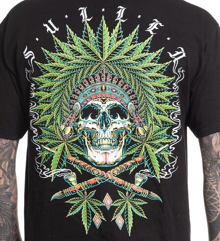 Sullen Men's Chiefin 420 Capsule Tattoo Lifestyle Graphic Standard Short Sleeve Tee Black in Saudi Arabia