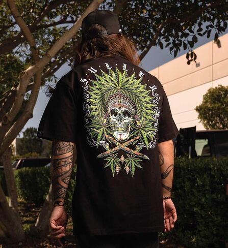 Sullen Men's Chiefin 420 Capsule Tattoo Lifestyle Graphic Standard Short Sleeve Tee Black in Saudi Arabia