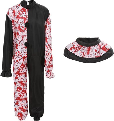 5PCS Art Clown Costume Adults Terrifying Clown Mask Men Halloween Outfits Killer Cosplay Scary Props in Saudi Arabia