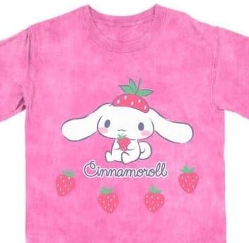 Bioworld Cinnamoroll Strawberries Women's Pink Mineral Wash Crew Neck Short Sleeve T-Shirt in Saudi Arabia