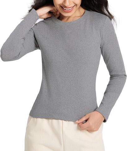 Long Sleeve Cotton Shirts for Women Solid Color Casual Bodysuit Basic Crewneck Tee 2025 Fall Slim Fit Going Out Tops in Saudi Arabia
