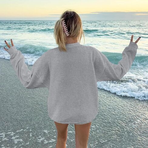 KEEVICI Cute Ocean Beach Graphic Sweatshirts for Women Turtle Whale Oversized Sweatshirt Pullover Cotton Long Sleeve Shirt in Saudi Arabia