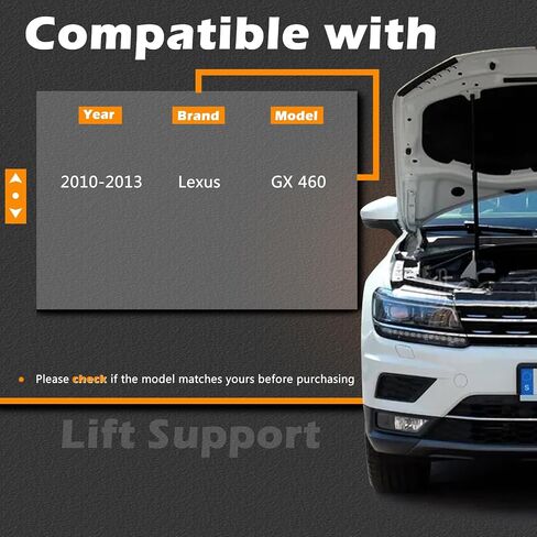 2 قطعة 20.76 في دعامات غطاء المحرك الأمامي يدعم الرفع متوافق مع Lexus 10-21 GX460 Sport Utility 4 أبواب صدمة الغاز الربيع دعامة قضيب اسطوانة يستبدل 534400W220 534500W180 in Saudi Arabia