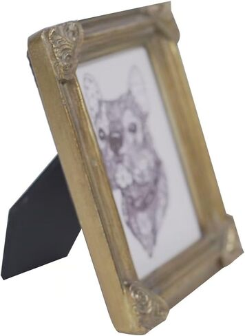 إطار صورة عتيق مقاس 2.5 × 3.5، إطار صور زخرفي كلاسيكي بنقوش معقدة، شاشة عرض على سطح الطاولة ومثبت على الحائط، واجهة زجاجية حقيقية، موضة قديمة (أخضر بسيط) in Saudi Arabia