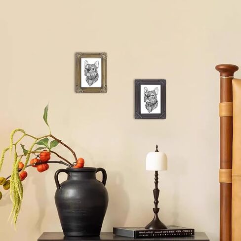 إطار صورة عتيق مقاس 2.5 × 3.5، إطار صور زخرفي كلاسيكي بنقوش معقدة، شاشة عرض على سطح الطاولة ومثبت على الحائط، واجهة زجاجية حقيقية، موضة قديمة (أخضر بسيط) in Saudi Arabia