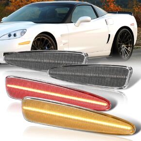 AJP Distributors Replacement Upgrade 4pc Front Amber + Rear Red LED Bumper Fender Side Markers Lights Lamps Housing Assembly Set For Corvette C6 Z06 2005 2006 2007 2008 2009 2010 2011 2012 2013 Chevy in Kuwait