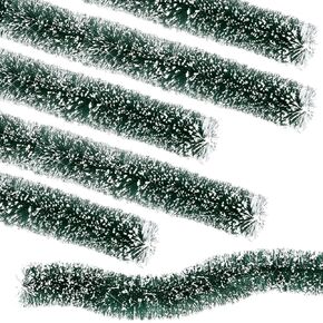 Youyole 3 Pcs Christmas Village Flexible Sisal Hedge Winter Xmas Garden Decor Christmas Village Accessories Greenery Wall Backdrop Snowed Rattan Railing Fence Decor for Miniature Village Township in Kuwait