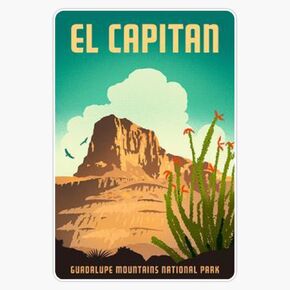Magnet El Capitan Guadalupe Mountains National Park Texas Travel Decal Magnet Vinyl Decal Sticker 5" in Kuwait