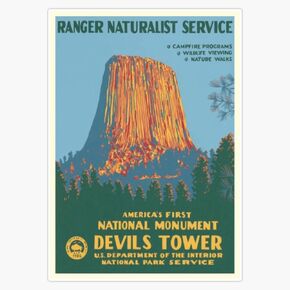 Devils Tower National Park Vintage Poster Sticker Bumper Sticker Vinyl Decal 5" in Kuwait