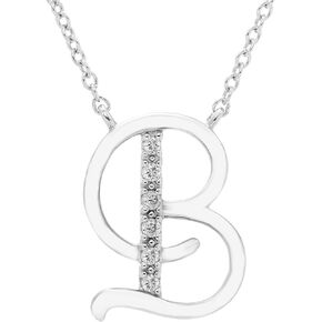 قلادة Boston Bay Diamonds الأولية المصنوعة من الفضة الإسترليني عيار 925، مع سلسلة قابلة للتعديل مقاس 18 بوصة - 20 بوصة (لون G-H، وضوح I2-I3) - اختيار الحرف in Kuwait