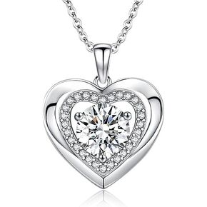 Moissanite necklace for women, 1-3 carat moissanite heart necklace with"I LOVE YOU"S925 sterling silver jewelry necklace,birthday gifts for wife, also a holiday gifts for girlfriend, mother, daughter in Saudi Arabia