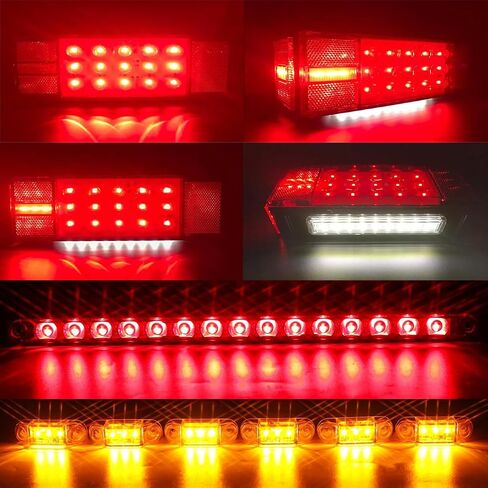 مصابيح مقطورة قارب LIMICAR، مجموعة مصابيح LED للمقطورة، مجموعة مصابيح LED غاطسة لمقطورة القارب، طقم إضاءة مقطورة قارب مقاوم للماء مع حزام أسلاك مقطورة بطول 29 قدمًا in Kuwait