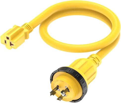 1FT 30-Amp to 15-Amp Marine-Shore Power-Adapter NEMA L5-30P to 5-15/20R,10AWG 30Amp to 20Amp T Blade Marine Adapter Plug,Twist Lock 125V 30A to 20A/ 15A Household Outlet Pigtail Boat Adapter in Saudi Arabia