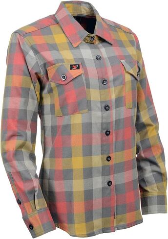 Milwaukee Leather MNG21612 Women's Black and Pink with Blue Long Sleeve Cotton Flannel Shirt in Saudi Arabia