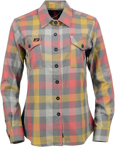 Milwaukee Leather MNG21612 Women's Black and Pink with Blue Long Sleeve Cotton Flannel Shirt in Saudi Arabia