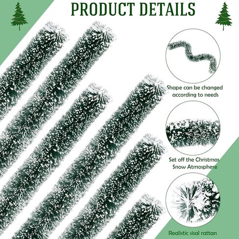 Youyole 3 Pcs Christmas Village Flexible Sisal Hedge Winter Xmas Garden Decor Christmas Village Accessories Greenery Wall Backdrop Snowed Rattan Railing Fence Decor for Miniature Village Township in Kuwait