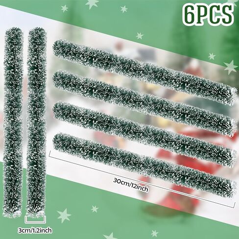 Youyole 3 Pcs Christmas Village Flexible Sisal Hedge Winter Xmas Garden Decor Christmas Village Accessories Greenery Wall Backdrop Snowed Rattan Railing Fence Decor for Miniature Village Township in Kuwait