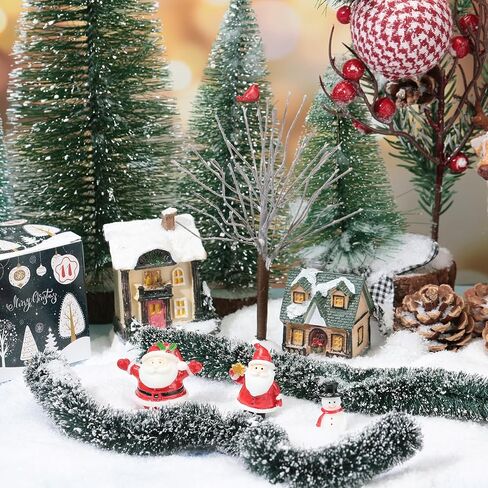 Youyole 3 Pcs Christmas Village Flexible Sisal Hedge Winter Xmas Garden Decor Christmas Village Accessories Greenery Wall Backdrop Snowed Rattan Railing Fence Decor for Miniature Village Township in Kuwait