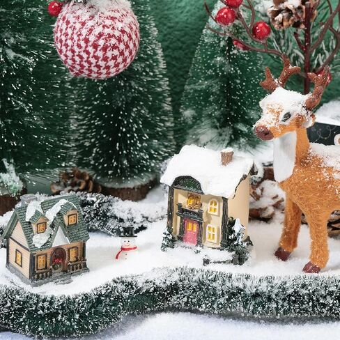 Youyole 3 Pcs Christmas Village Flexible Sisal Hedge Winter Xmas Garden Decor Christmas Village Accessories Greenery Wall Backdrop Snowed Rattan Railing Fence Decor for Miniature Village Township in Kuwait