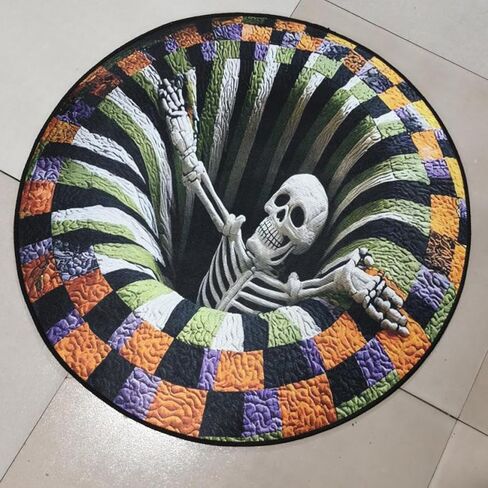 سجادة Candy Corn Abyss، سجادة الهالوين ثلاثية الأبعاد، سجادة مستديرة مبطنة من Candy Corn Abyss، صديقة للبيئة ويمكن غسلها في الغسالة، ديكور غرفة المعيشة (النمط A، 60 سم/24 بوصة) in Kuwait