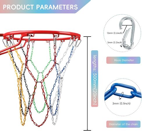 Basketball Net All Weather Anti Whip,Heavy Duty Replacement Basketball net Indoor Outdoor Standard 12 Loops Basketball Hoop in Kuwait