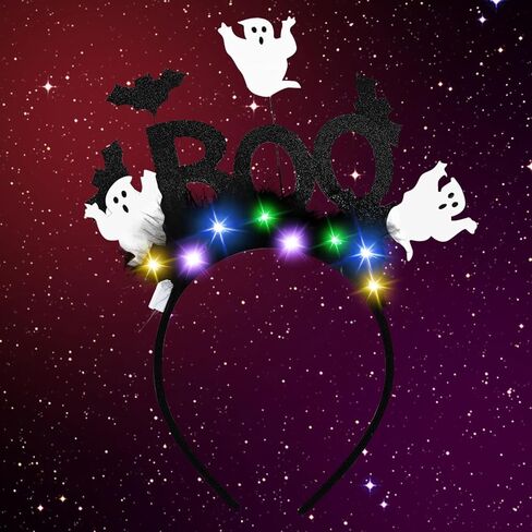 عصابة رأس الهالوين BOO Gohst & Pumpkin ملحقات الحفلات التنكرية، العنكبوت، الخفافيش، طوق شعر قبعة الساحرة (مضاءة) in Kuwait