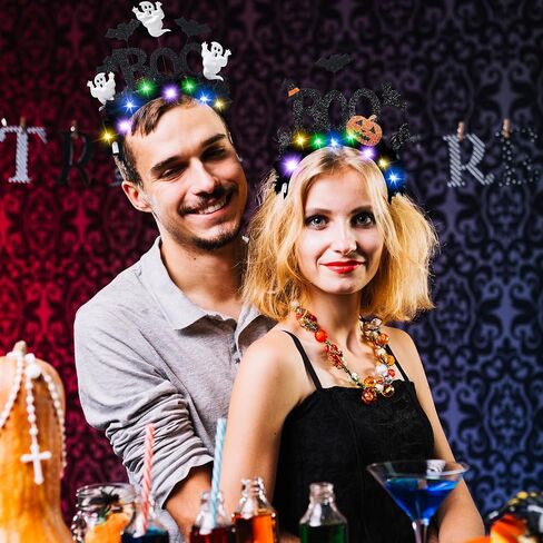 عصابة رأس الهالوين BOO Gohst & Pumpkin ملحقات الحفلات التنكرية، العنكبوت، الخفافيش، طوق شعر قبعة الساحرة (مضاءة) in Kuwait