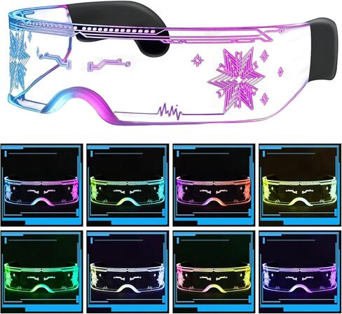 LED Glasses Light Up 7 Colors and 4 Modes, Cool Glasses for rave Cyberpunk Party Bar Cosplay in Saudi Arabia
