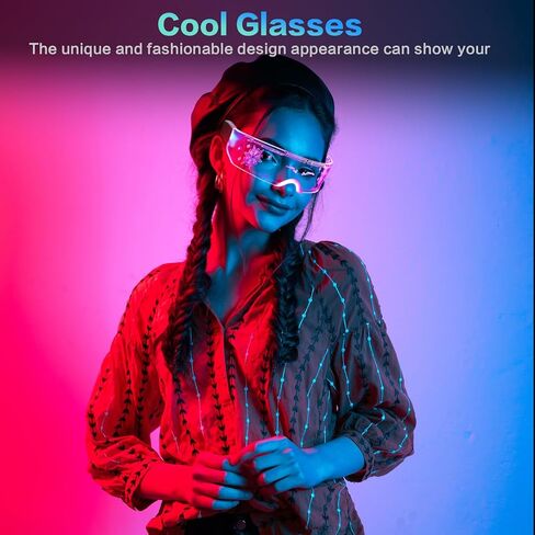 LED Glasses Light Up 7 Colors and 4 Modes, Cool Glasses for rave Cyberpunk Party Bar Cosplay in Saudi Arabia