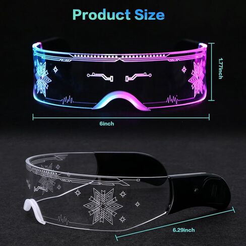 LED Glasses Light Up 7 Colors and 4 Modes, Cool Glasses for rave Cyberpunk Party Bar Cosplay in Saudi Arabia