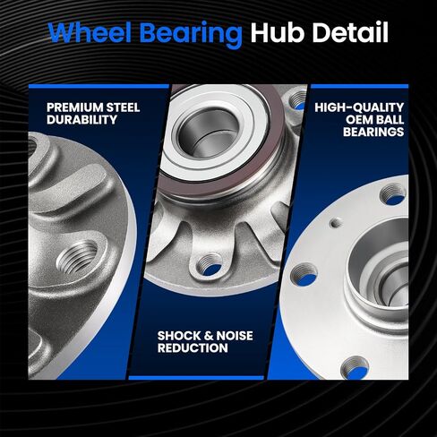 512336 Rear Wheel Bearing and Hub Assembly Compatible with Audi A3 Sportback e-tron, Compatible with Volkswagen Beetle Golf R Golf SportWagen GTI Jetta Rabbit, 5-Lug with ABS 2PCS in Saudi Arabia