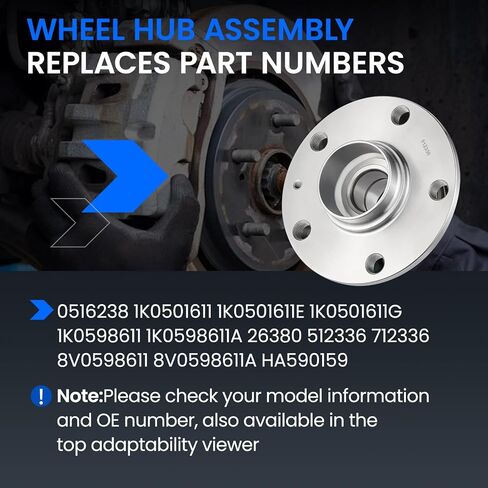 512336 Rear Wheel Bearing and Hub Assembly Compatible with Audi A3 Sportback e-tron, Compatible with Volkswagen Beetle Golf R Golf SportWagen GTI Jetta Rabbit, 5-Lug with ABS 2PCS in Saudi Arabia
