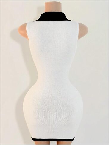 MakeMeChic Women's Sweater Mini Dress V Neck Button Down Knit Sleeveless Short Dresses in Saudi Arabia