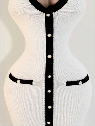 MakeMeChic Women's Sweater Mini Dress V Neck Button Down Knit Sleeveless Short Dresses in Saudi Arabia
