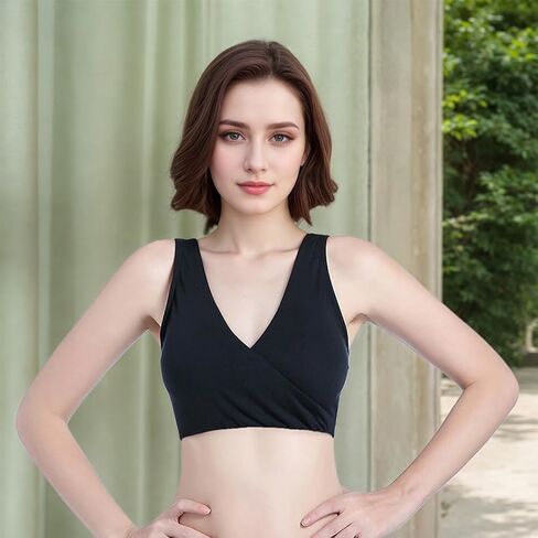 Women's Maternity Nursing Sleep Bra Cross V Neck Soft Cotton and Wire Free in Saudi Arabia