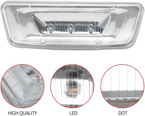 قطعتان من مصابيح إشارة الانعطاف الجانبية LED متوافقة مع Kenworth T680 T700 T880 Peterbilt 576، عدسة كهرمانية ضوء كهرماني ضوء أمامي للحاجز الأمامي، مصابيح مستطيلة لسقف الكابينة (العنبر) in Kuwait