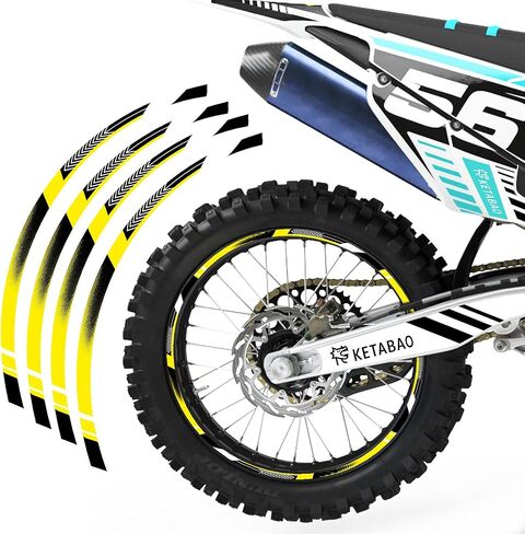 شريط حافة الدراجة الترابية KETABAO A01 ملصقات لاصقة خطوط 21 19 بوصة متوافقة مع CRF250R CRF450R CRF 250R (أصفر) in Kuwait