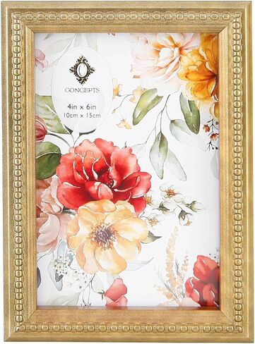 مجموعة من 4 إطارات صور من الراتنج المطرز بالخرز الذهبي مقاس 4 × 6 مع زجاج شفاف عالي الدقة وإطارات صور متينة للغاية - عرض معلق على الحائط/سطح الطاولة عموديًا أو أفقيًا in Kuwait