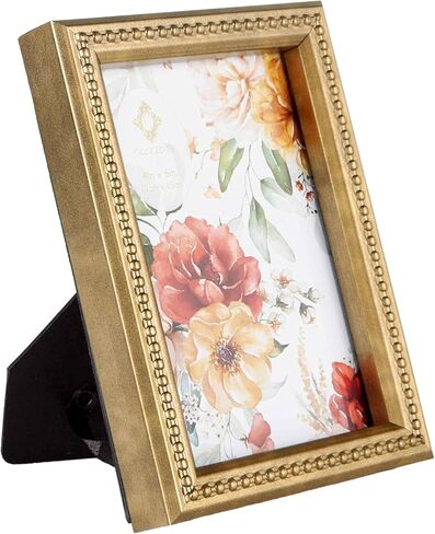 مجموعة من 4 إطارات صور من الراتنج المطرز بالخرز الذهبي مقاس 4 × 6 مع زجاج شفاف عالي الدقة وإطارات صور متينة للغاية - عرض معلق على الحائط/سطح الطاولة عموديًا أو أفقيًا in Kuwait